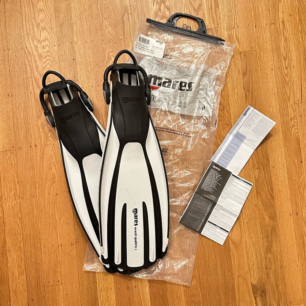 Snorkeling Fins Mares Avanti Quattro + Open Heel with bungee strap Size S